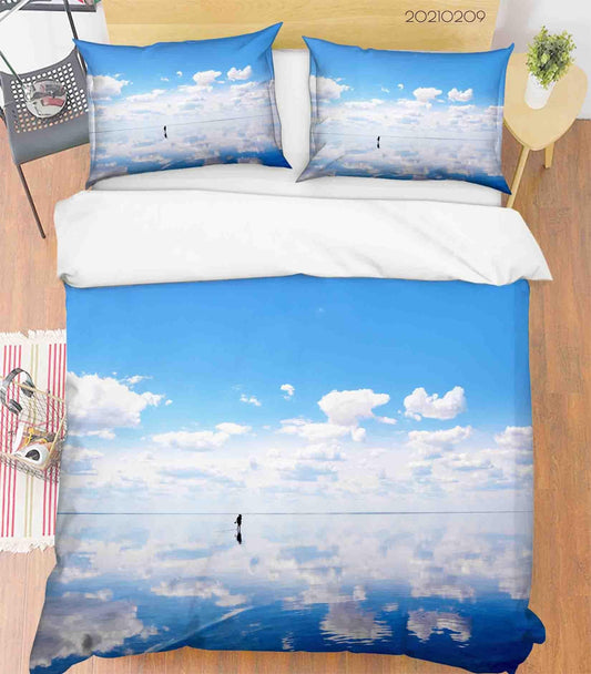 3D Blue Sky White Cloud Sea Quilt Cover Set Bedding Set Duvet Cover Pillowcases 325