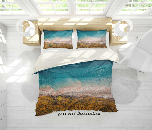 3D Blue Sea Rock Quilt Cover Set Bedding Set Pillowcases 17