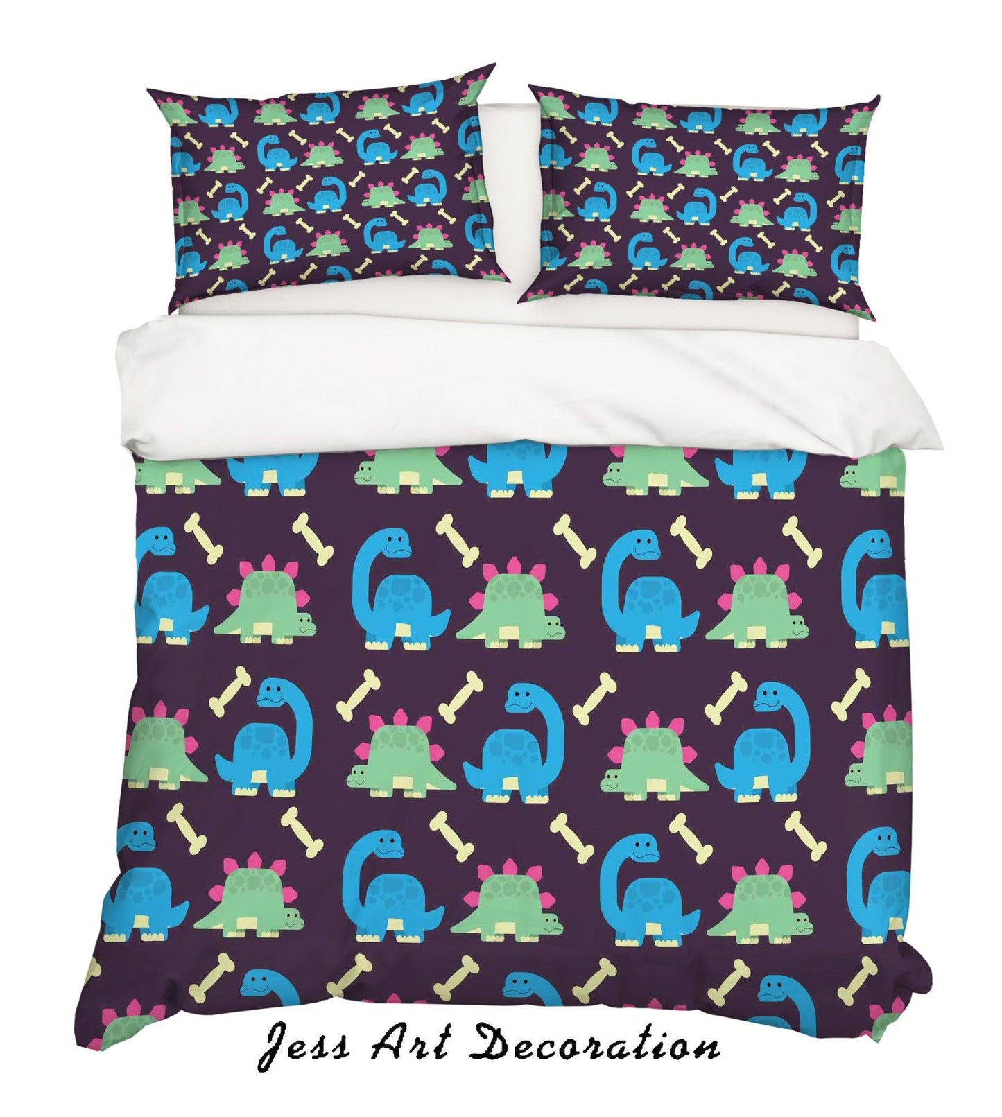 3D Blue Green Dinosaur Quilt Cover Set Bedding Set Pillowcases 31