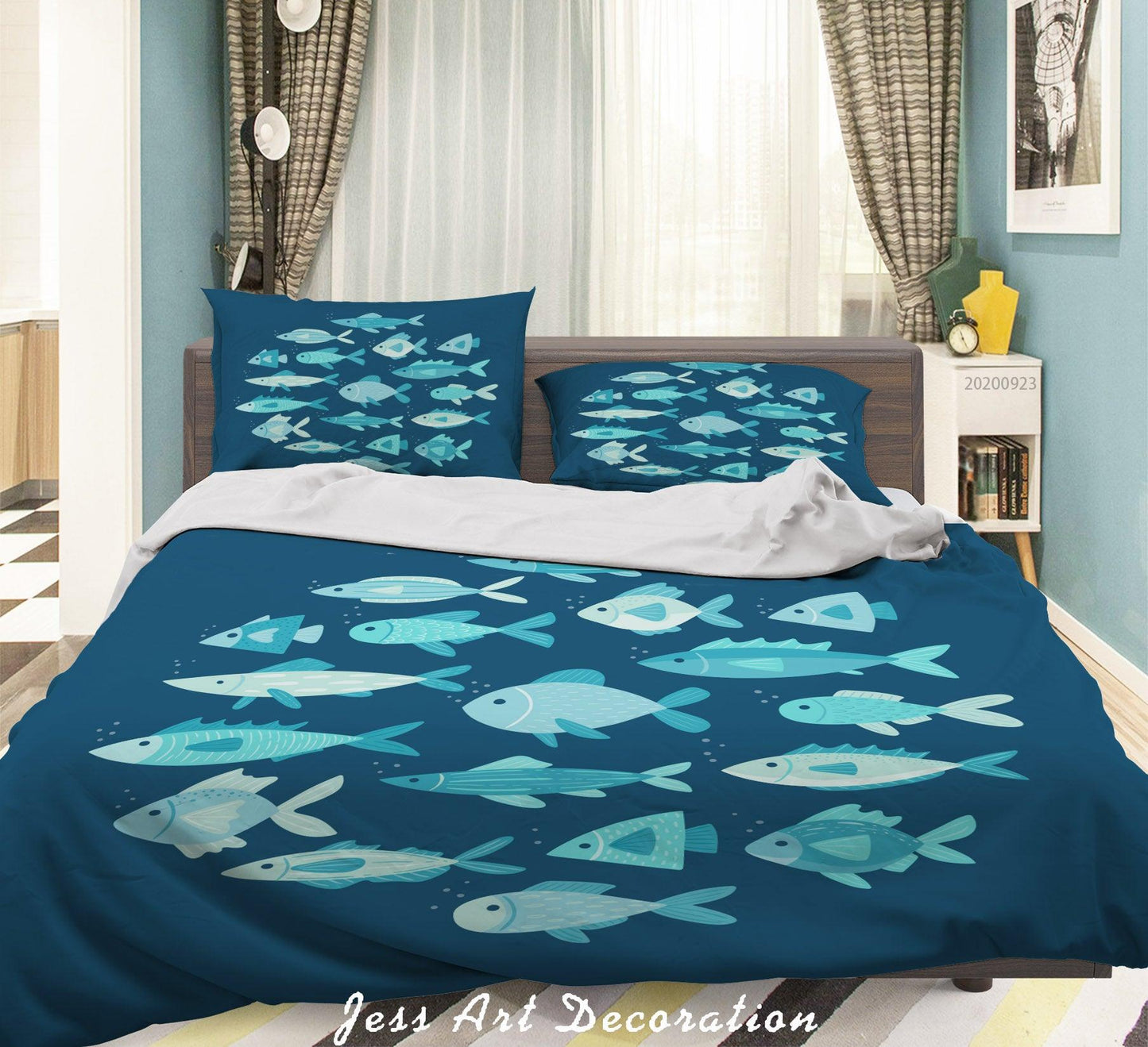 3D Cartoon Fish Pattern Quilt Cover Set Bedding Set Duvet Cover Pillowcases WJ 6360