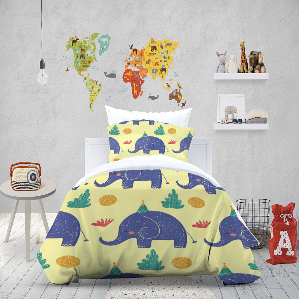 3D Cartoon Elephant Grass Ball Yellow Quilt Cover Set Bedding Set Duvet Cover Pillowcase 1392