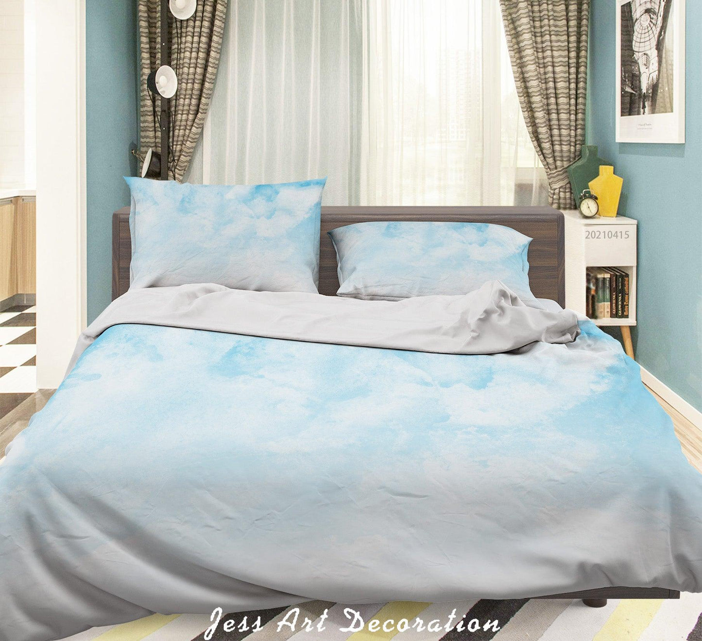 3D Blue Sky Cloud Quilt Cover Set Bedding Set Duvet Cover Pillowcases 90
