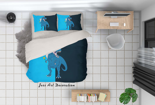 3D Blue Dinosaur Quilt Cover Set Bedding Set Pillowcases 08