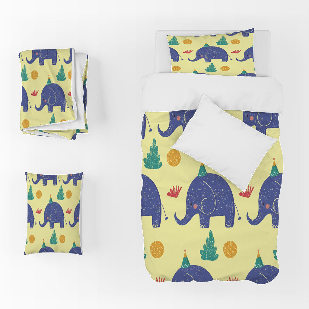 3D Cartoon Elephant Grass Ball Yellow Quilt Cover Set Bedding Set Duvet Cover Pillowcase 1392