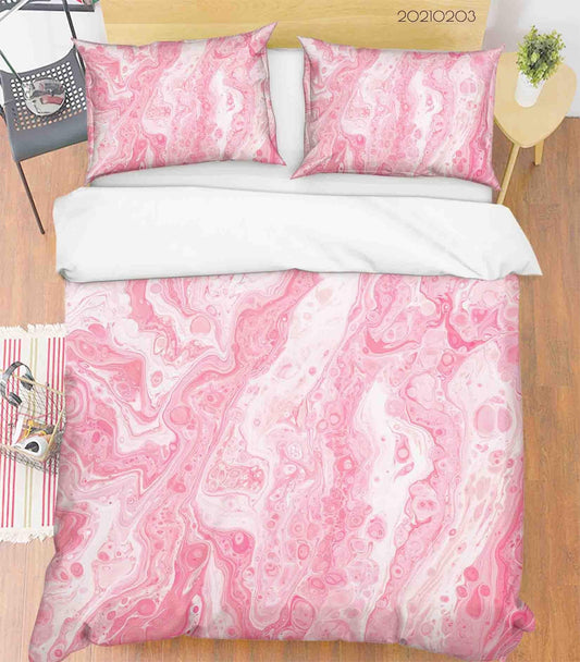 3D Abstract Pink Marble Texture Quilt Cover Set Bedding Set Duvet Cover Pillowcases 26