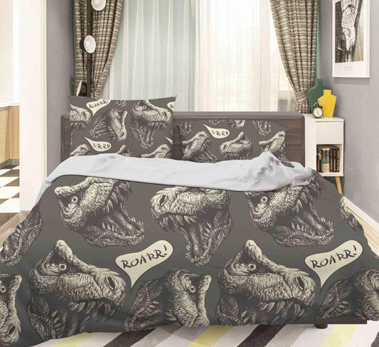 3D Black White Dinosaurs Quilt Cover Set Bedding Set Pillowcases  3