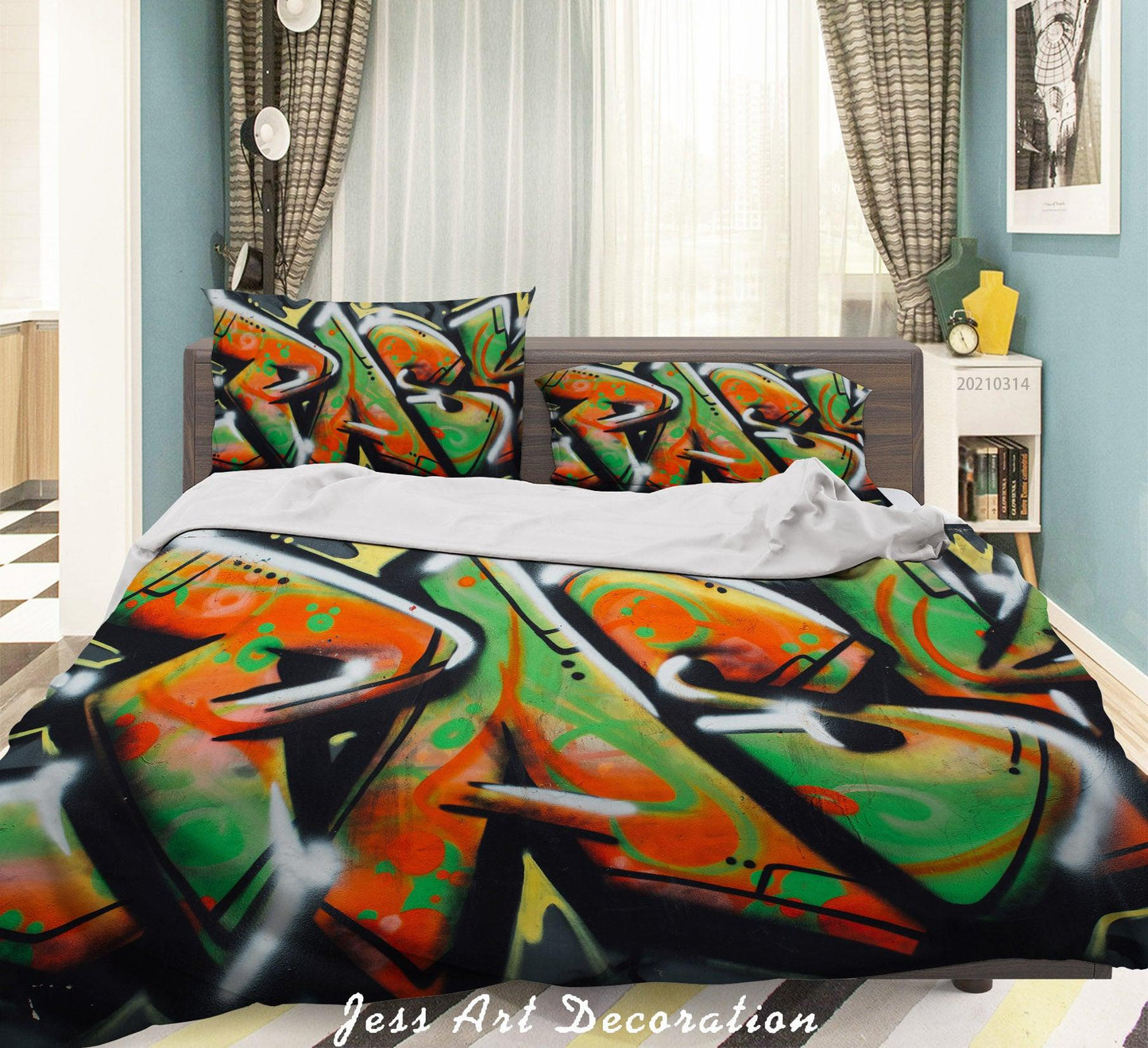 3D Abstract Color Graffiti Quilt Cover Set Bedding Set Duvet Cover Pillowcases 168