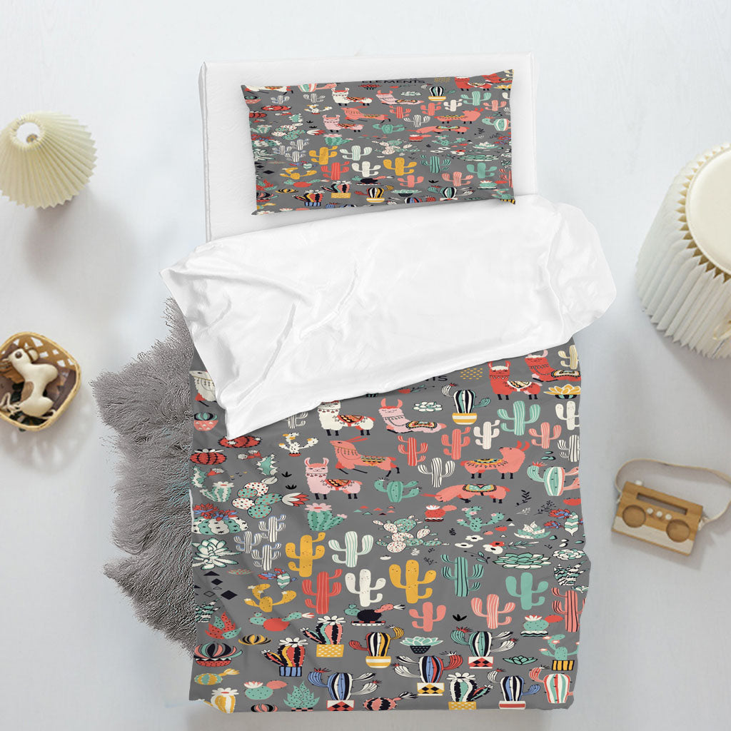 3D Cartoon Cactus Alpaca Letter Quilt Cover Set Bedding Set Duvet Cover Pillowcase 1393