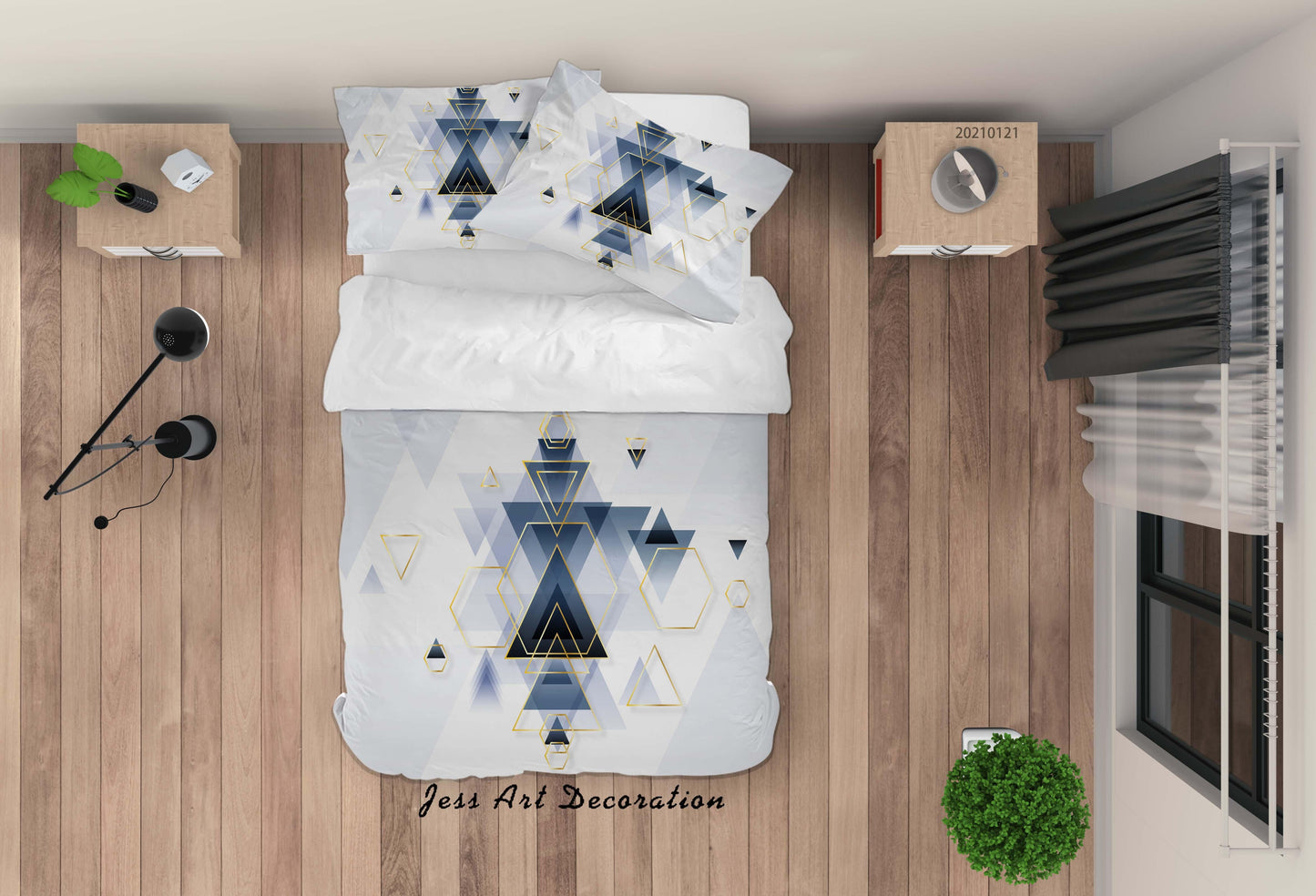3D Abstract Geometric Triangle Pattern Quilt Cover Set Bedding Set Duvet Cover Pillowcases 51