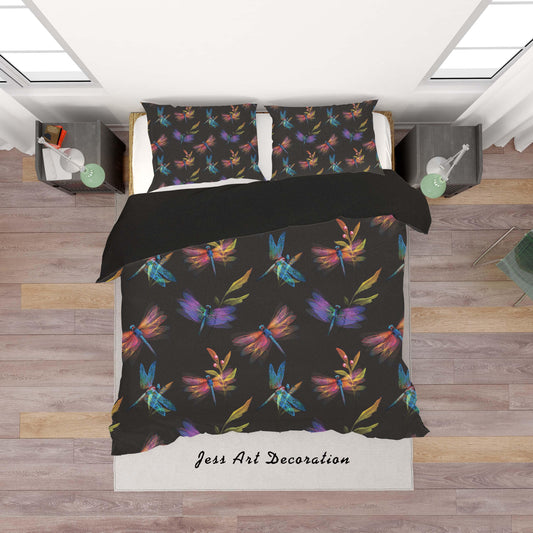 3D Black Dragonfly Quilt Cover Set Bedding Set Duvet Cover Pillowcases SF99
