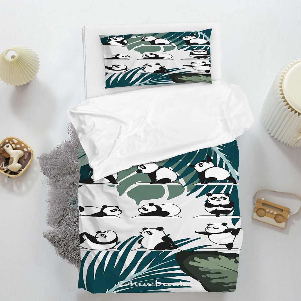 3D Cartoon Panda Leaf Bamboo Quilt Cover Set Bedding Set Duvet Cover Pillowcase 1394