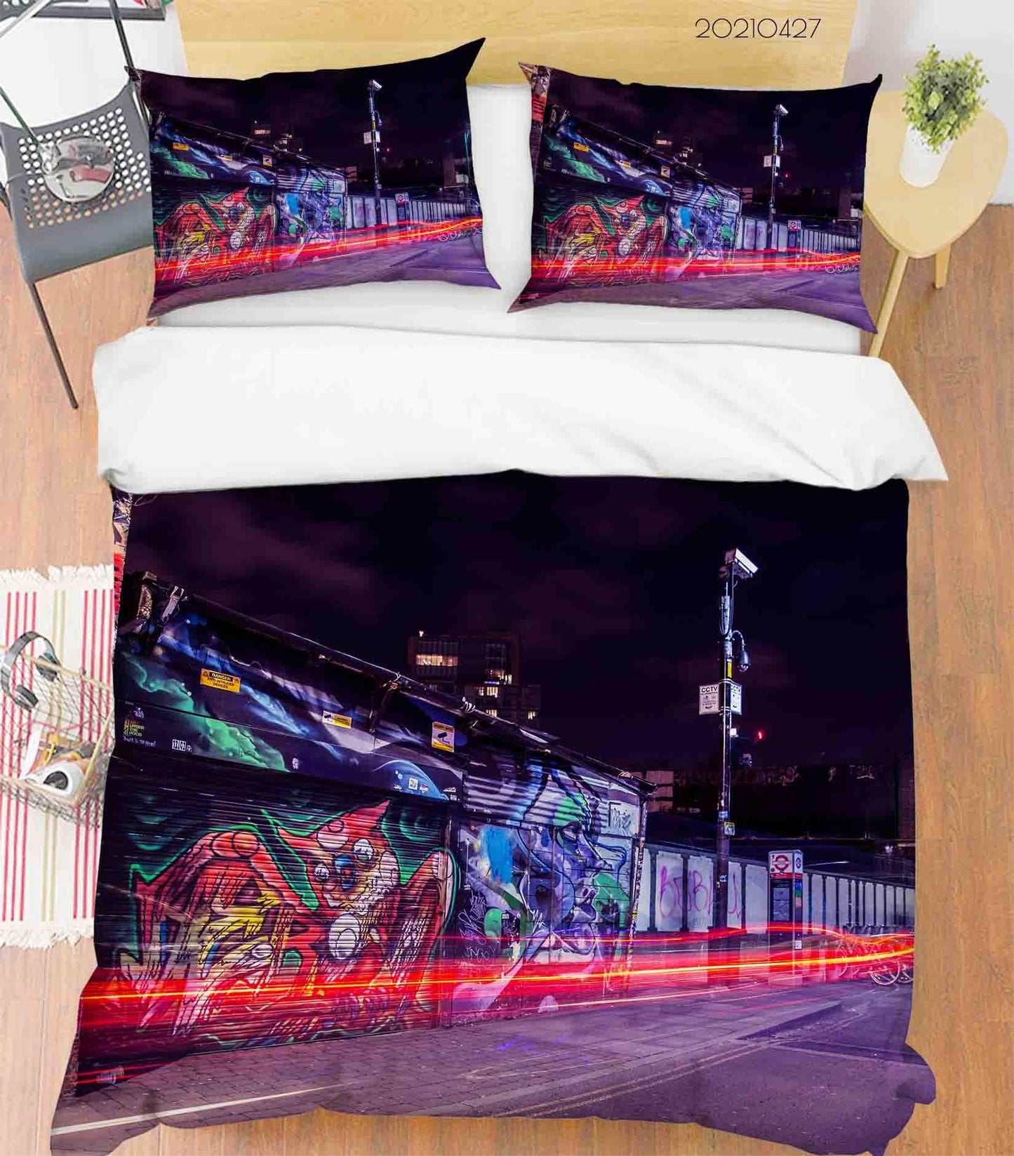 3D Abstract Colored Street Graffiti Quilt Cover Set Bedding Set Duvet Cover Pillowcases 81