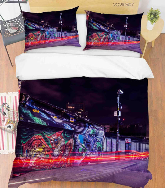 3D Abstract Colored Street Graffiti Quilt Cover Set Bedding Set Duvet Cover Pillowcases 81