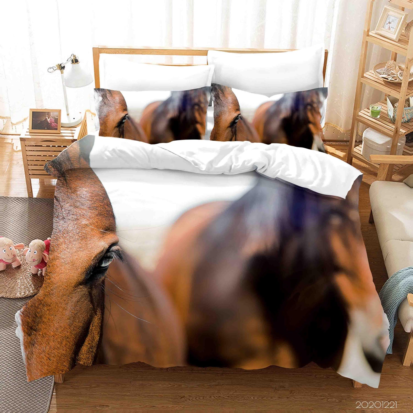 3D Animal Brown Horse Quilt Cover Set Bedding Set Duvet Cover Pillowcases 185 LQH