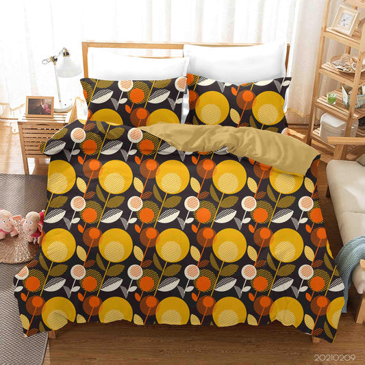 3D Abstract Yellow Floral Quilt Cover Set Bedding Set Duvet Cover Pillowcases 303