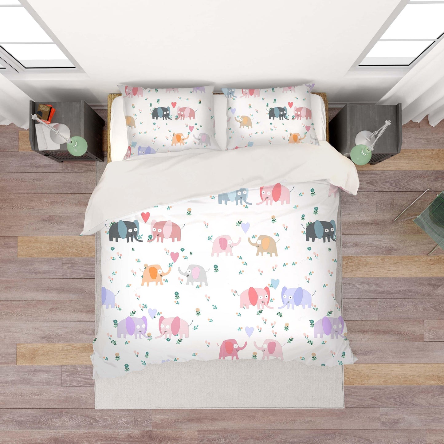 3D Cartoon Colorful Elephant Animal Quilt Cover Set Bedding Set Duvet Cover Pillowcases LXL