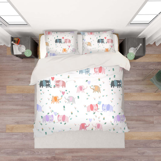 3D Cartoon Colorful Elephant Animal Quilt Cover Set Bedding Set Duvet Cover Pillowcases LXL