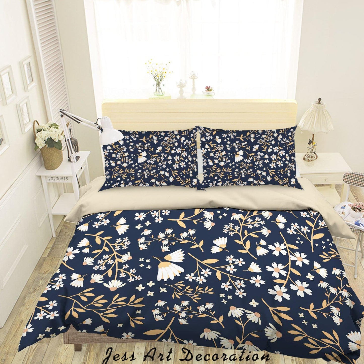 3D Black Floral Quilt Cover Set Bedding Set Duvet Cover Pillowcases SF65
