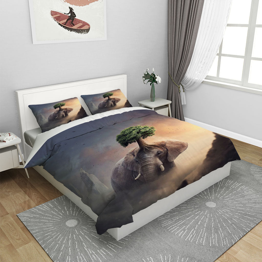 3D Animal Elephant Tree Quilt Cover Set Bedding Set Duvet Cover Pillowcases 1121