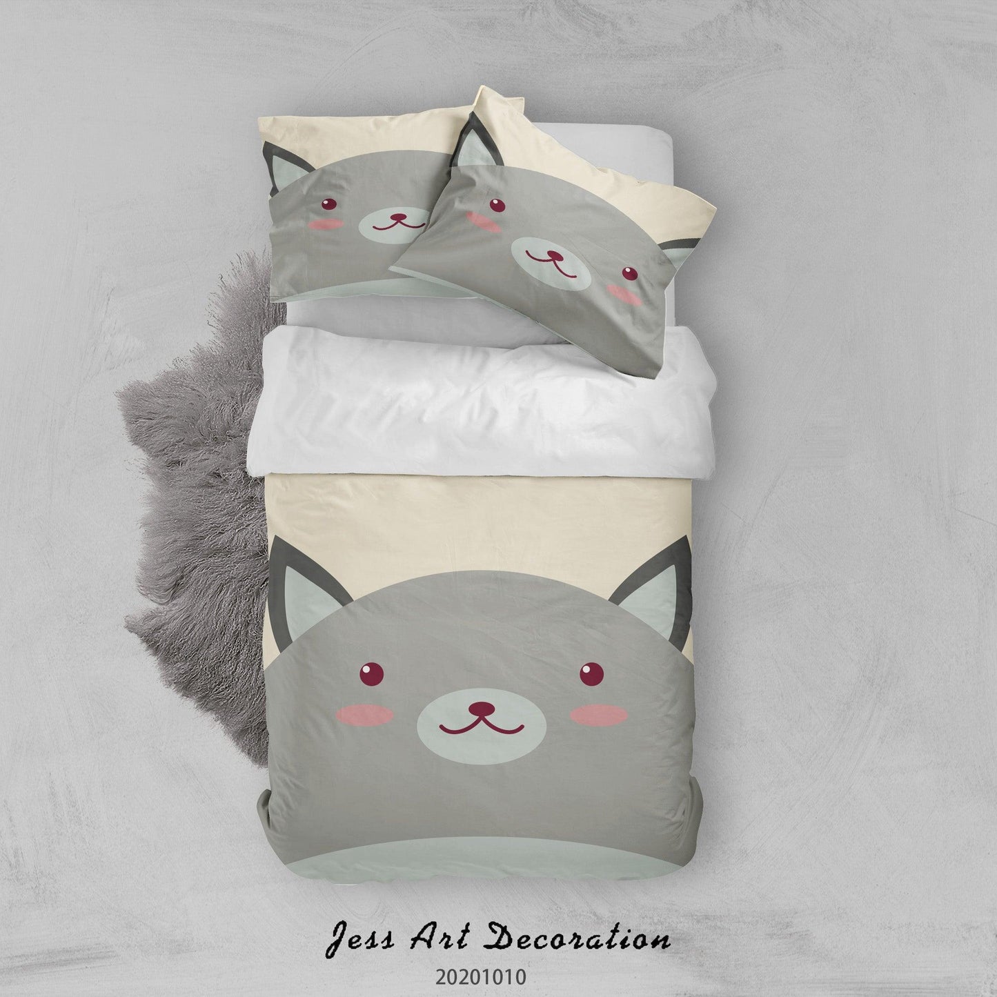 3D Cartoon Cute Animal Dog Quilt Cover Set Bedding Set Duvet Cover Pillowcases WJ 9550