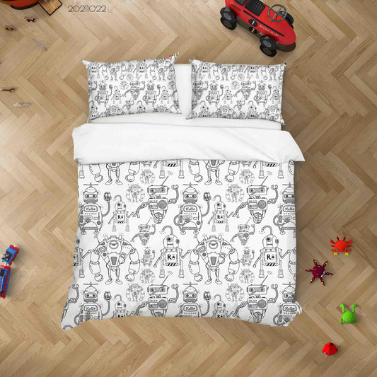 3D Abstract Robot Graffiti Quilt Cover Set Bedding Set Duvet Cover Pillowcases 24