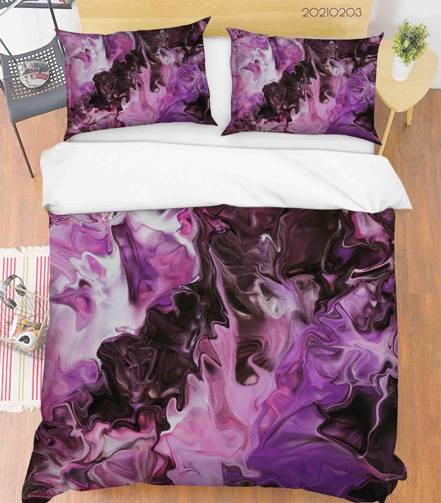 3D Abstract Purple Marble Texture Quilt Cover Set Bedding Set Duvet Cover Pillowcases 96