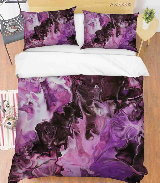 3D Abstract Purple Marble Texture Quilt Cover Set Bedding Set Duvet Cover Pillowcases 96