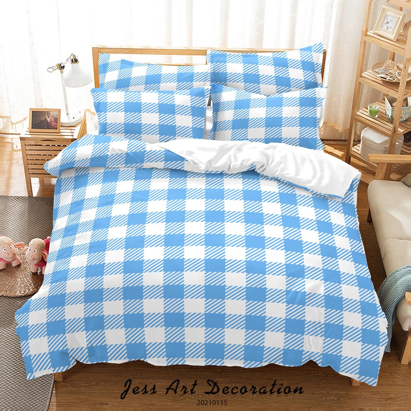 3D Abstract Blue Geometric Checkered Quilt Cover Set Bedding Set Duvet Cover Pillowcases 88