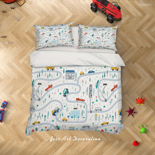3D Cartoon Car Track Quilt Cover Set Bedding Set Duvet Cover Pillowcases LXL 214