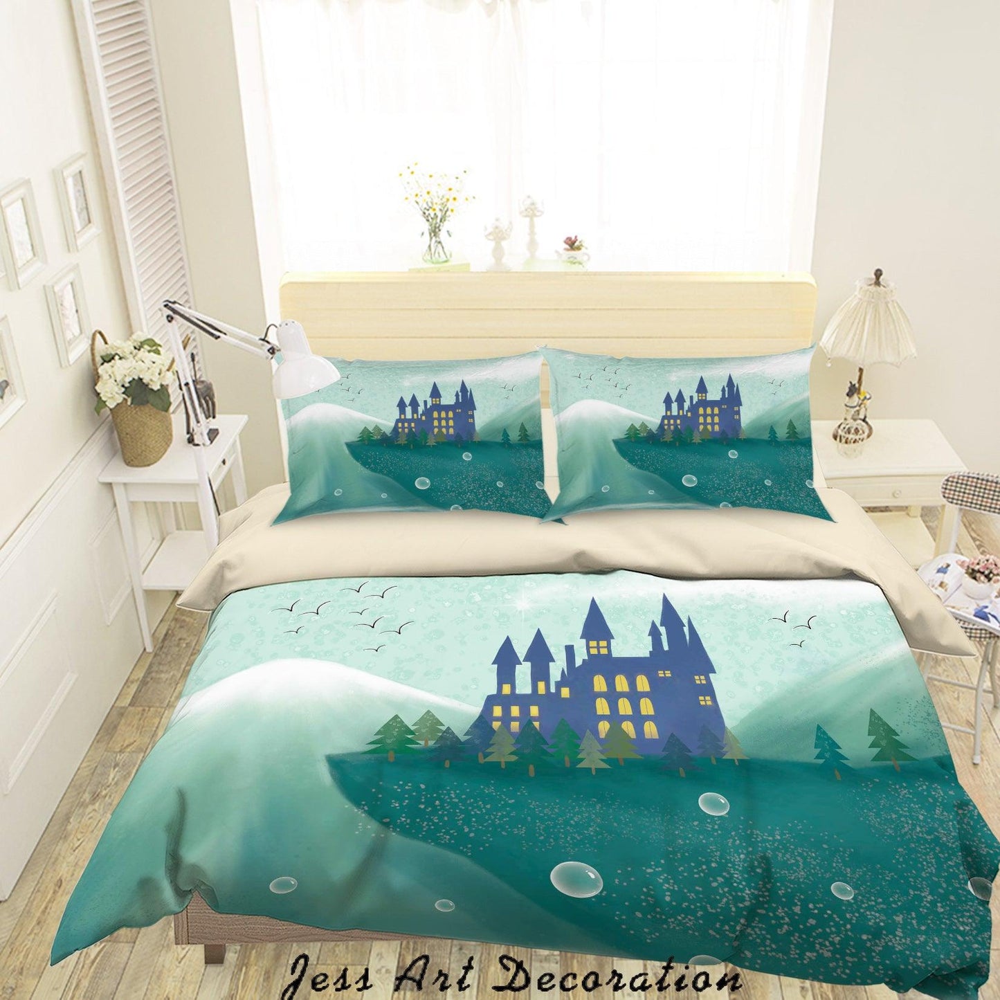 3D Cartoon Green House Mountain Quilt Cover Set Bedding Set Duvet Cover Pillowcases A615 LQH