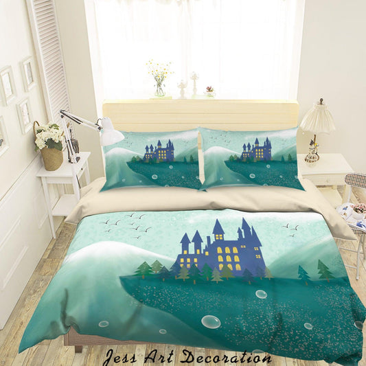 3D Cartoon Green House Mountain Quilt Cover Set Bedding Set Duvet Cover Pillowcases A615 LQH