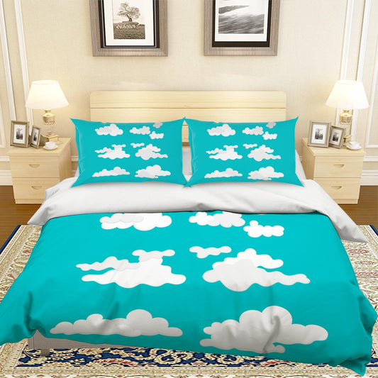3D Blue Clouds Quilt Cover Set Bedding Set Pillowcases 59