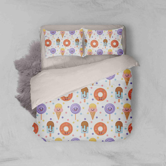 3D Cartoon Doughnut Lollipop Ice Lolly Popsicle Quilt Cover Set Bedding Set Pillowcases 54