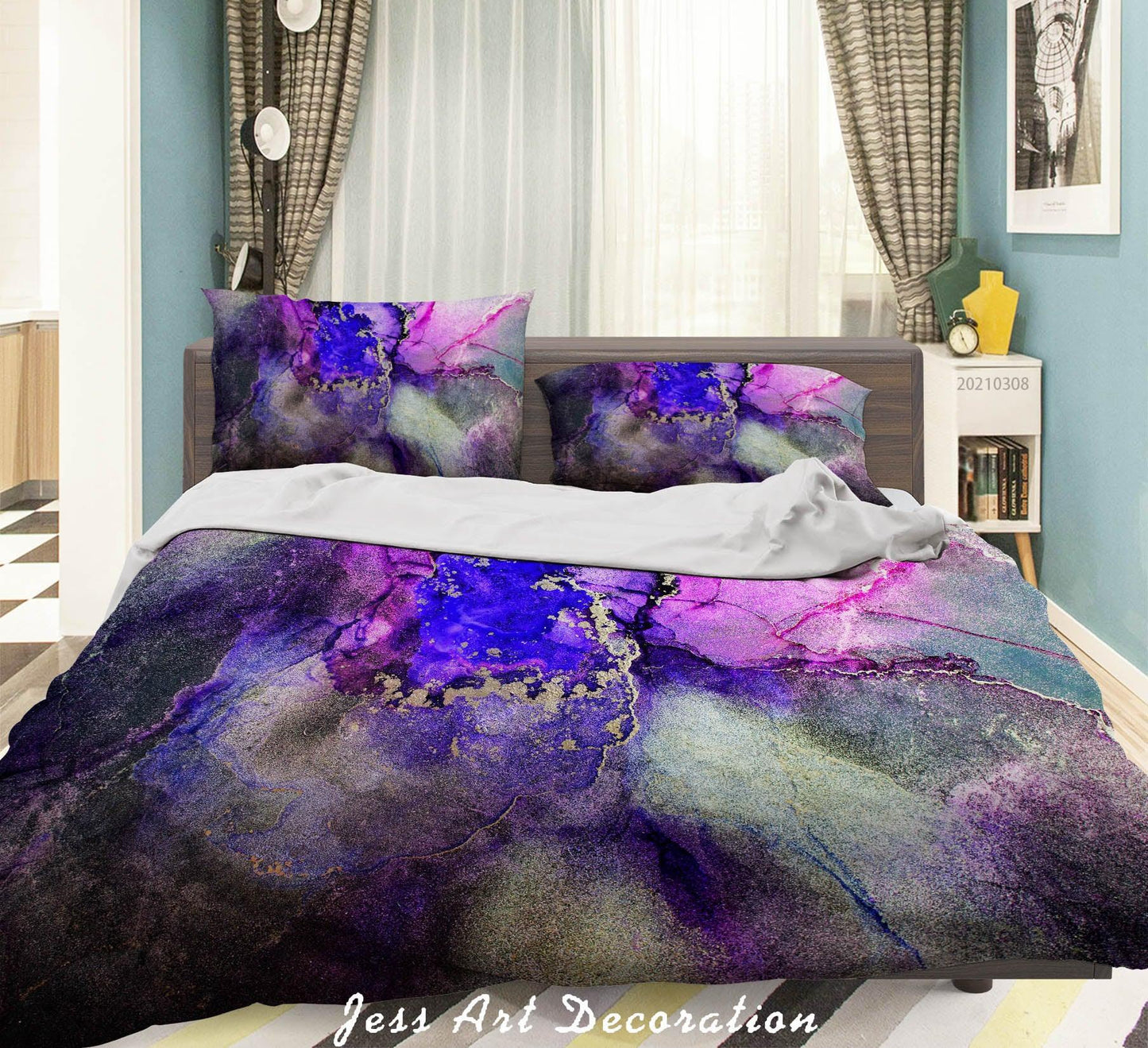 3D Abstract Color Marble Quilt Cover Set Bedding Set Duvet Cover Pillowcases 308