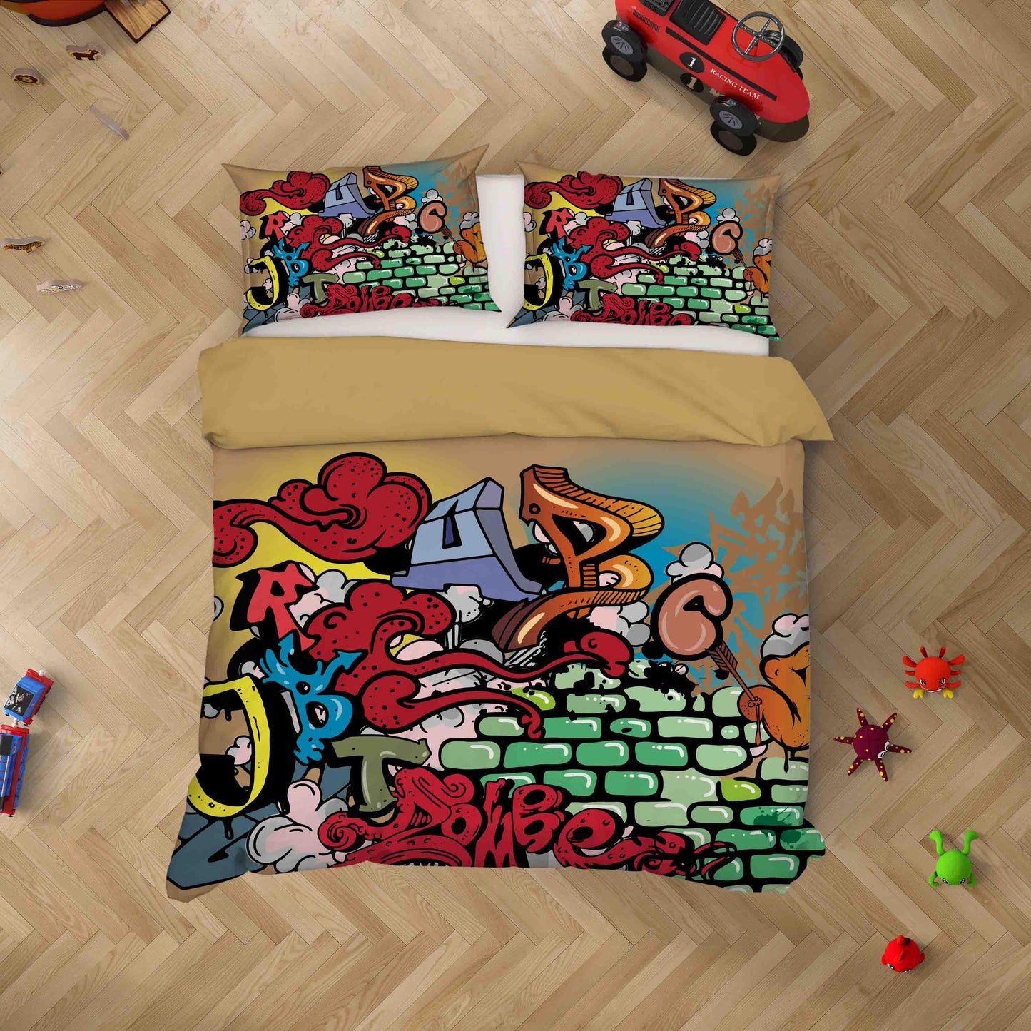 3D Cartoon Graffiti Quilt Cover Set Bedding Set Duvet Cover Pillowcases SF089