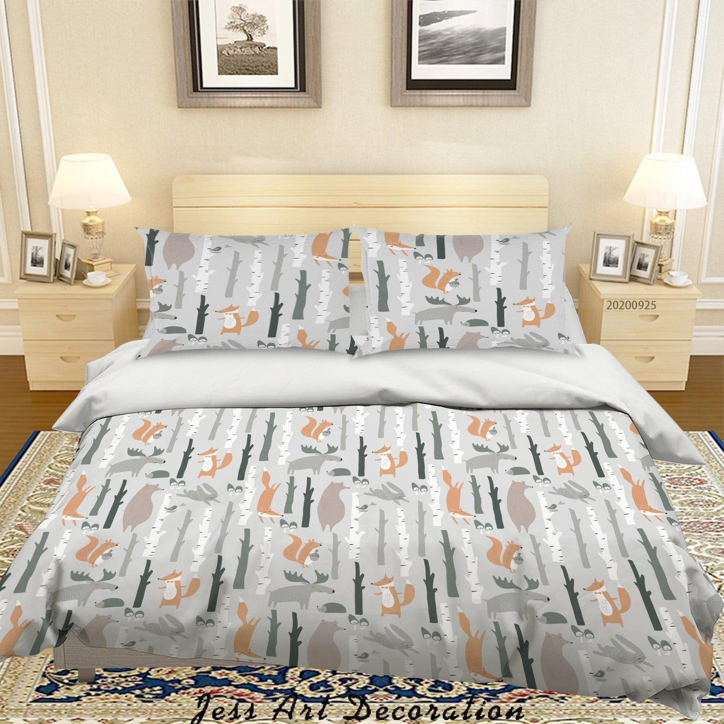 3D Cartoon Animal Squirrel Pattern Quilt Cover Set Bedding Set Duvet Cover Pillowcases WJ 6430