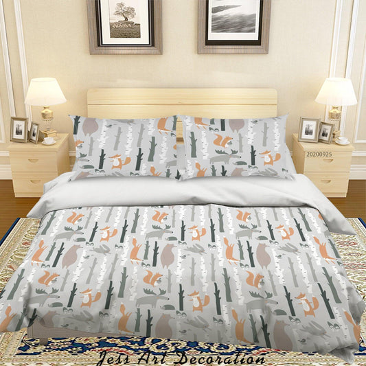 3D Cartoon Animal Squirrel Pattern Quilt Cover Set Bedding Set Duvet Cover Pillowcases WJ 6430