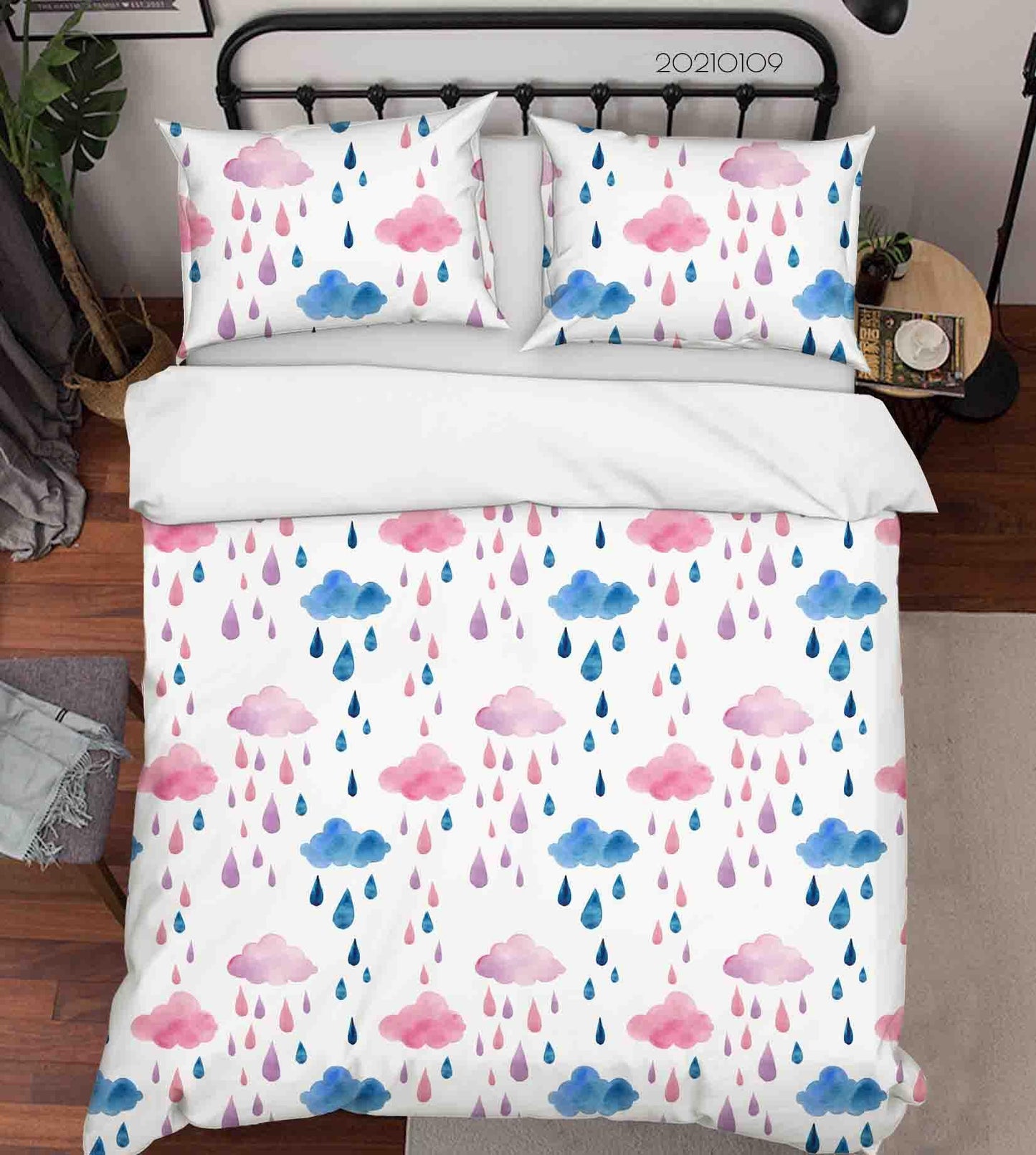 3D Cartoon Clouds Pink Blue Quilt Cover Set Bedding Set Duvet Cover Pillowcases 78 LQH