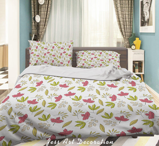 3D Abstract Vintage Leaves Pattern Quilt Cover Set Bedding Set Duvet Cover Pillowcases WJ 4011