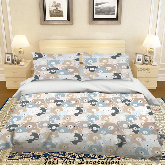 3D Cartoon Animal Bear Quilt Cover Set Bedding Set Duvet Cover Pillowcases WJ 6404