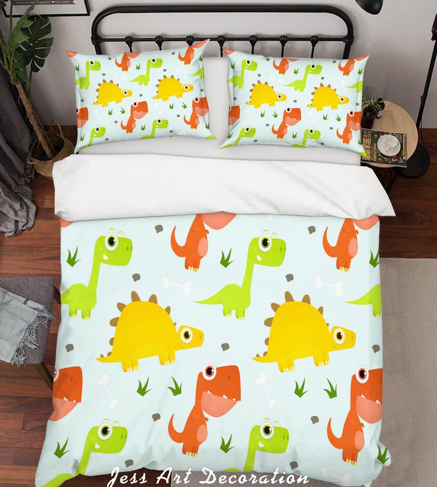 3D Blue Dinosaur Pterosaur Quilt Cover Set Bedding Set Pillowcases 14