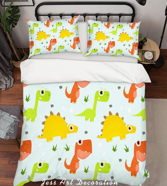 3D Blue Dinosaur Pterosaur Quilt Cover Set Bedding Set Pillowcases 14