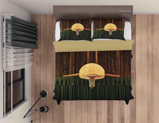 3D Brown Red Basketball Green Curtains Quilt Cover Set Bedding Set Duvet Cover Pillowcases WJ 1814