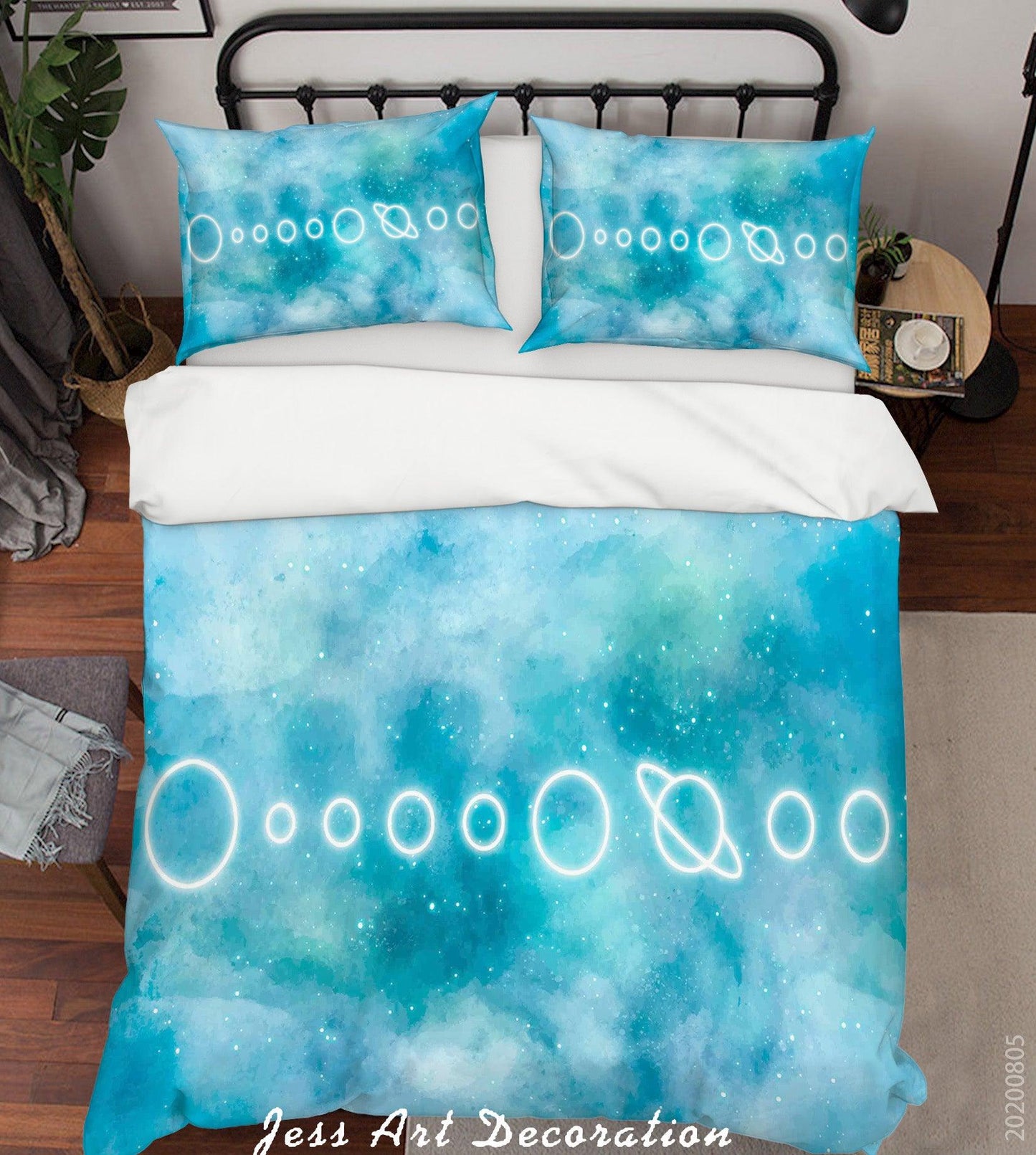 3D Blue Space Planet Array Quilt Cover Set Bedding Set Duvet Cover Pillowcases LXL 82