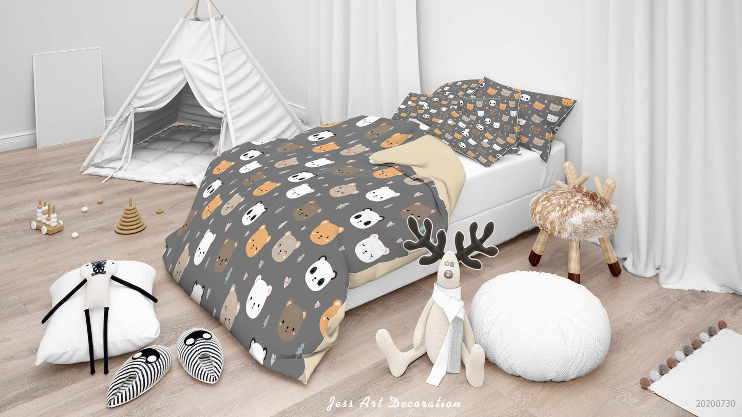 3D Cartoon Bear Panda Quilt Cover Set Bedding Set Duvet Cover Pillowcases LXL 50