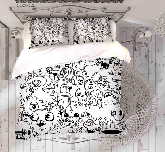 3D Abstract Monster Graffiti Quilt Cover Set Bedding Set Duvet Cover Pillowcases 58