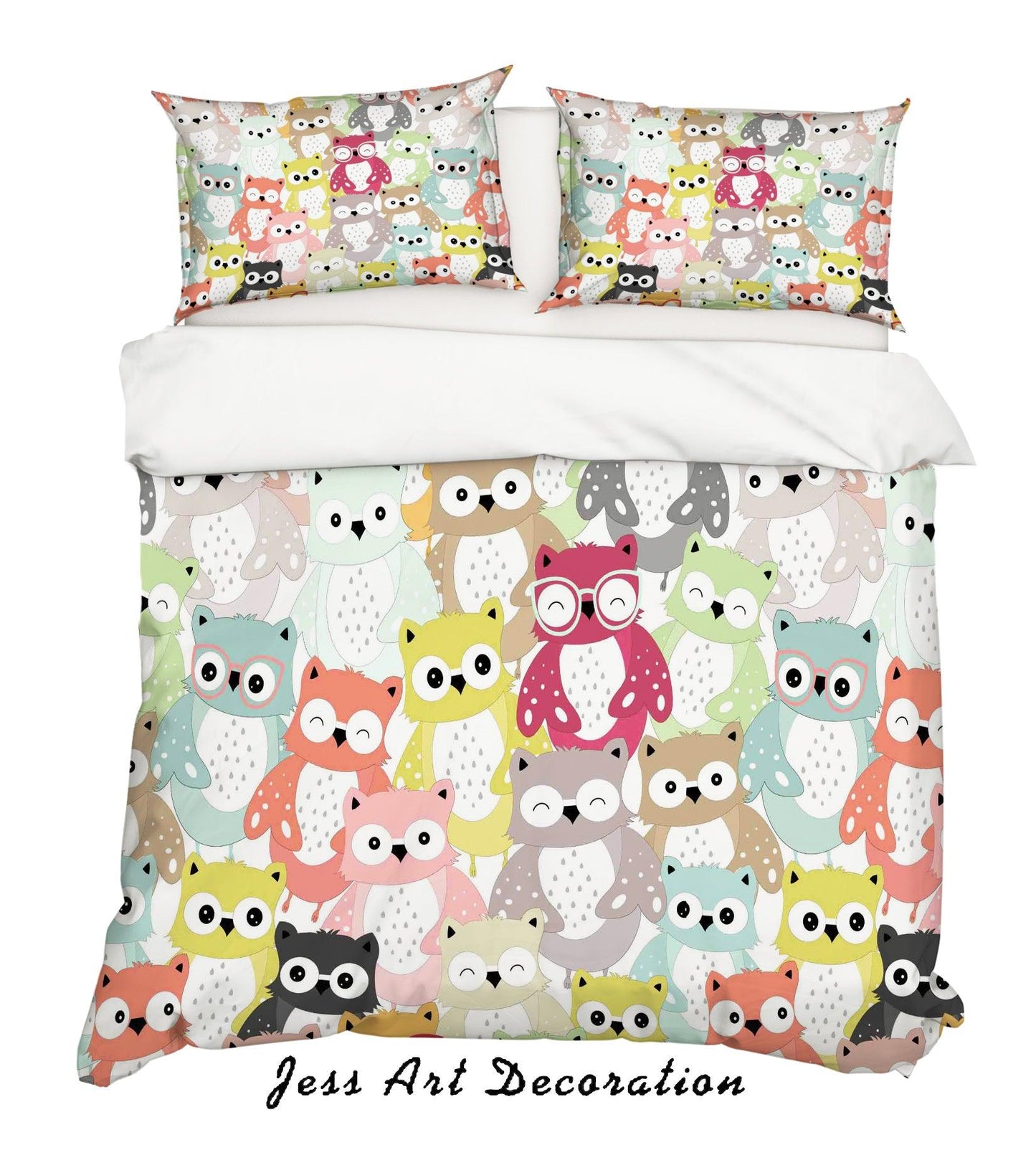 3D Cartoon Owl Quilt Cover Set Bedding Set Pillowcases 26