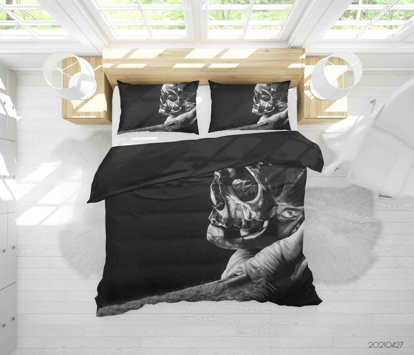 3D Abstract Skull Black Graffiti Quilt Cover Set Bedding Set Duvet Cover Pillowcases 112