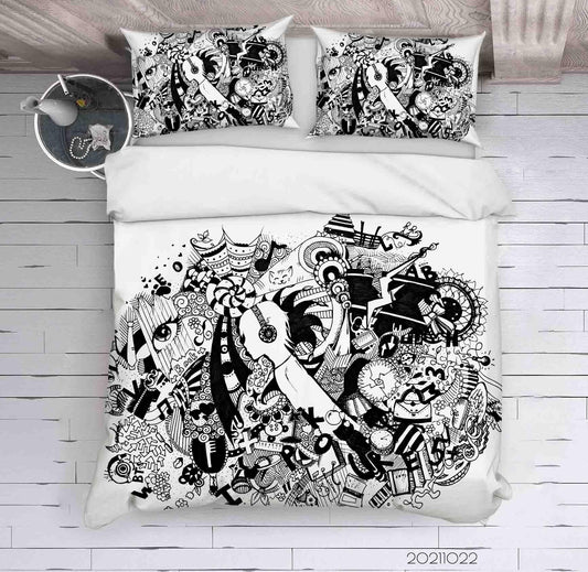 3D Abstract Monster Graffiti Quilt Cover Set Bedding Set Duvet Cover Pillowcases 8