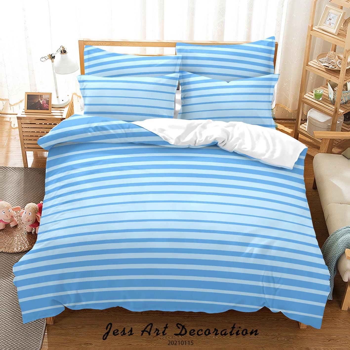 3D Abstract Blue Geometric Stripes Quilt Cover Set Bedding Set Duvet Cover Pillowcases 80
